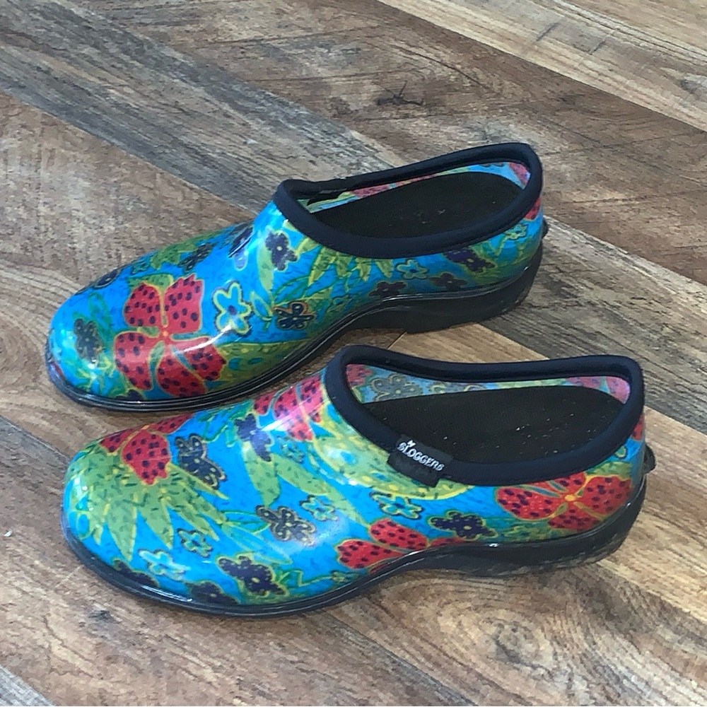 Sloggers floral waterproof rain garden clogs shoes size 10